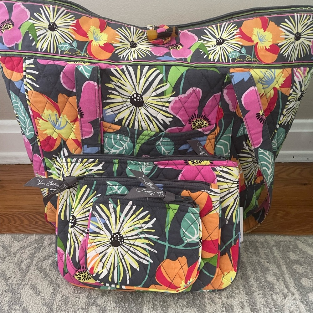 Vera Bradley Large Laptop Tote + Cosmetic Bags